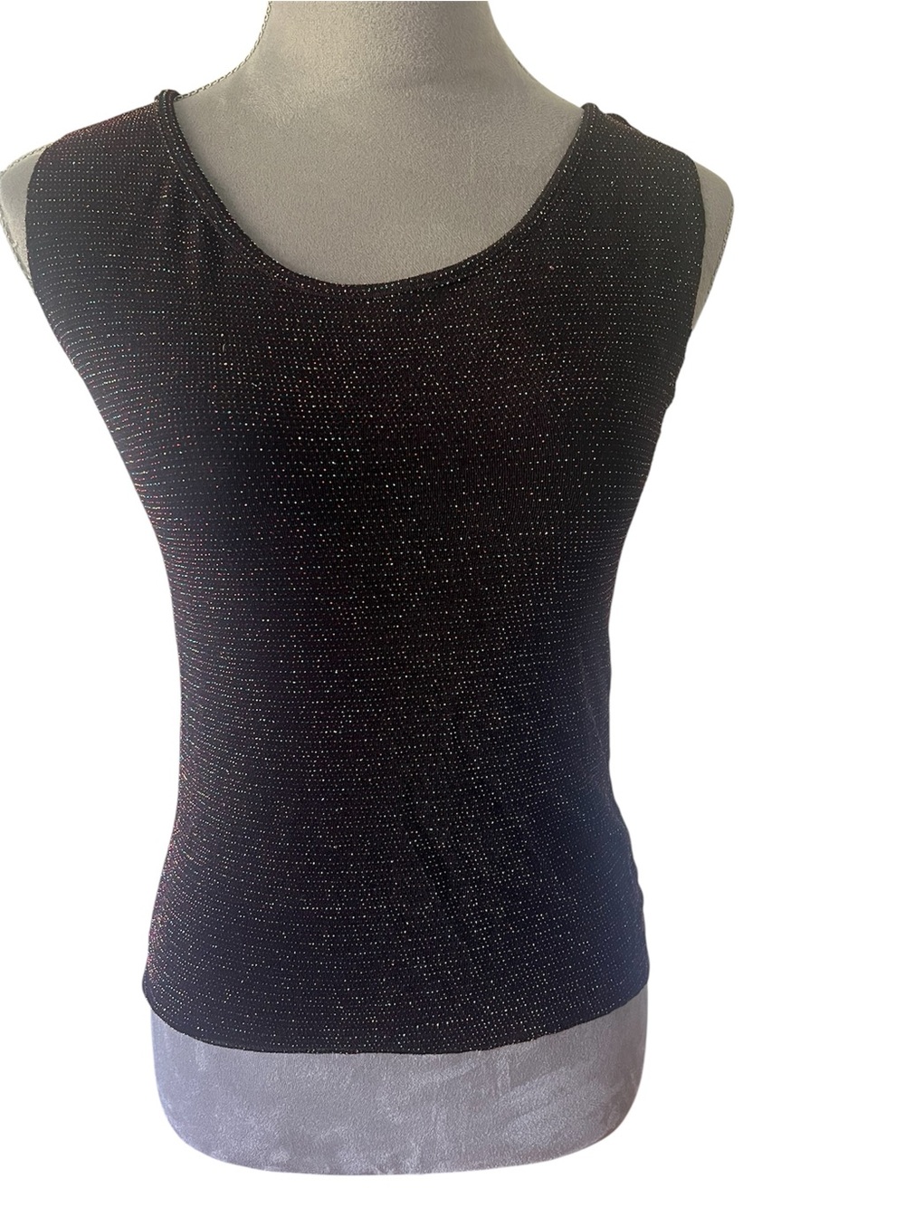 Sleeveless Black Shimmer Knit Top